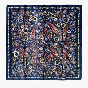 💖2/$30 Navy blue Hair square satin scarf boho floral Paisley Festival neck